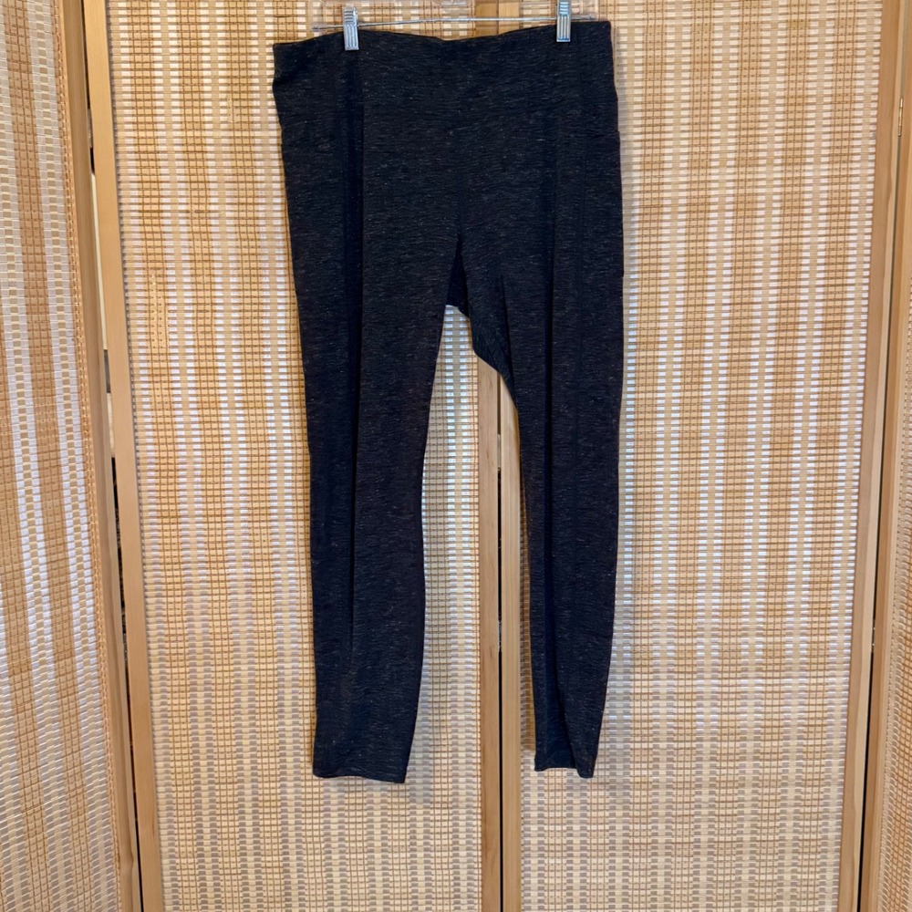 Athletic Works‎ Women XL 16-18 Gray Heathered Space Dye Leggings Side Pockets